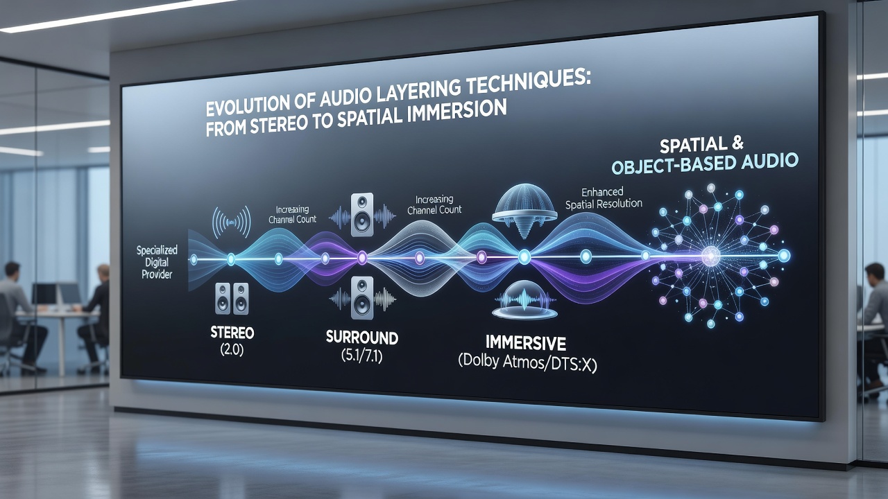 Sound wave visualization representing adaptive audio layers in digital gaming titles