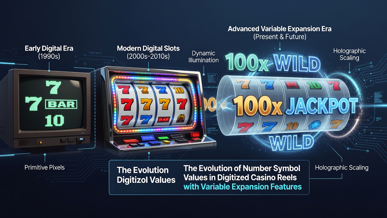 Close-up view of expanding digital reels displaying number symbols with dynamic value multipliers in a modern slot interface